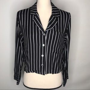 Forever 21 Black and White Stripes Button Down